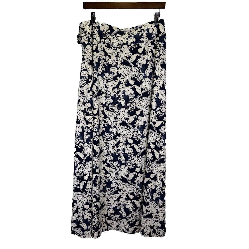 Robert Louis Woman's Skirt Size L Navy Blue Flowy Career Office Classy Versatile - Picture 3 of 14